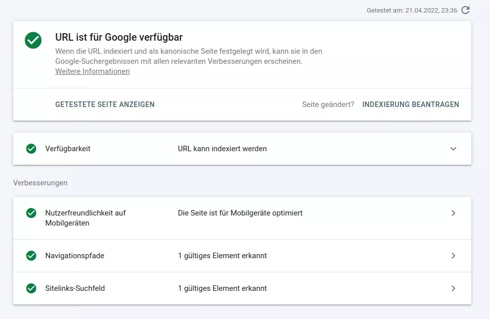 Index-wurde-aufgenommen-ergebniss