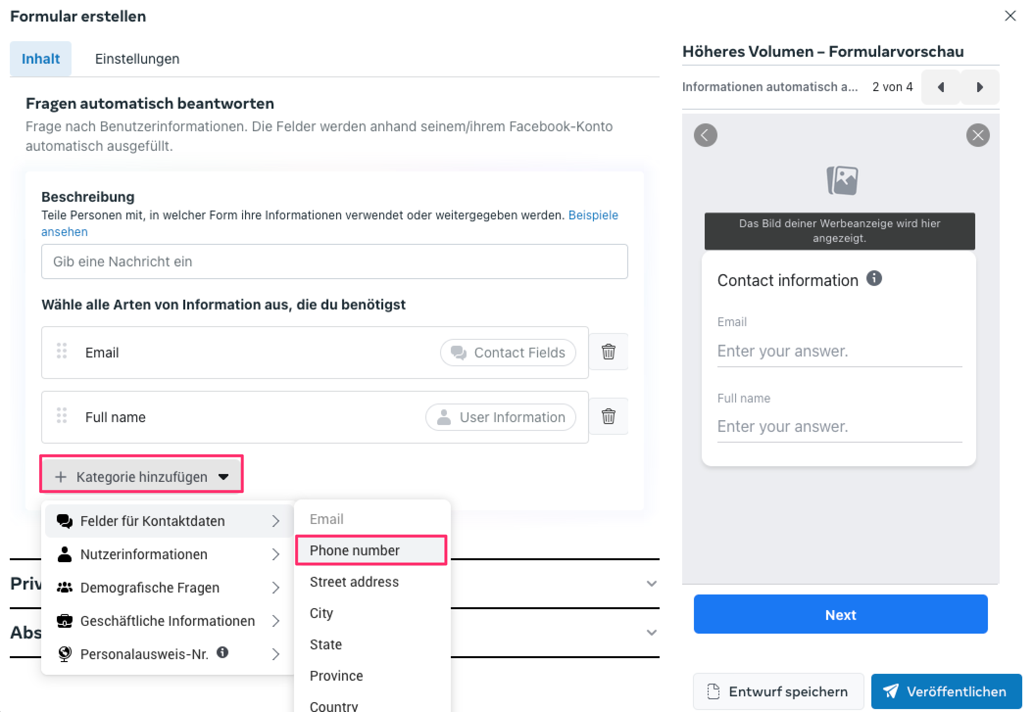 So erstellst du Lead Formular in Meta